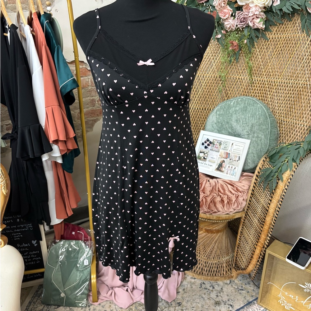 Black Dress with Pink Heart Pattern